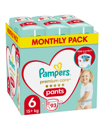 PAMPERS PREMIUM CARE PANTS ΠΑΝΕΣ-ΒΡΑΚΑΚΙ ΜΕΓΕΘΟΣ 6 (15+KG) MONTHLY PACK 93ΤΜΧ