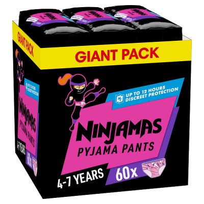 PAMPERS NINJAMAS PYJAMA NIGHT PANTS GIRL 4-7 YEARS (17-30KG) 60ΤΜΧ