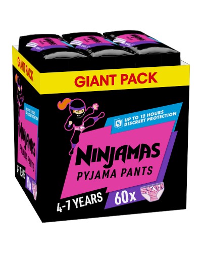 PAMPERS NINJAMAS PYJAMA NIGHT PANTS GIRL 4-7 YEARS (17-30KG) 60ΤΜΧ