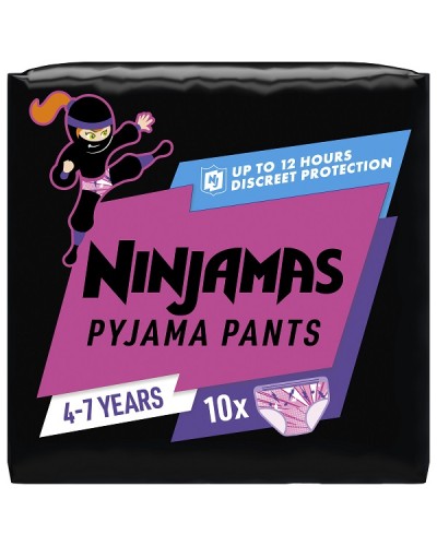 PAMPERS NINJAMAS PYJAMA NIGHT PANTS GIRL 4-7 YEARS (17-30KG) 10ΤΜΧ