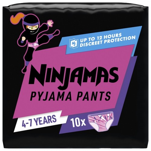 PAMPERS NINJAMAS PYJAMA NIGHT PANTS GIRL 4-7 YEARS (17-30KG) 10ΤΜΧ