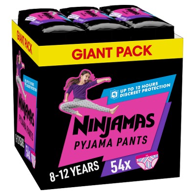 PAMPERS NINJAMAS PYJAMA NIGHT PANTS GIRL 8-12 YEARS (27-43KG) 54ΤΜΧ