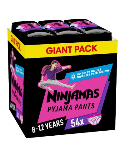 PAMPERS NINJAMAS PYJAMA NIGHT PANTS GIRL 8-12 YEARS (27-43KG) 54ΤΜΧ