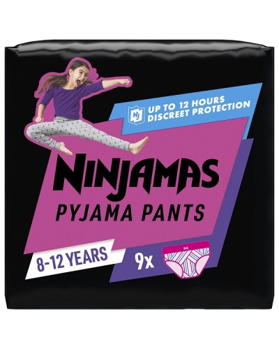 PAMPERS NINJAMAS PYJAMA NIGHT PANTS GIRL 8-12 YEARS (27-43KG) 9ΤΜΧ