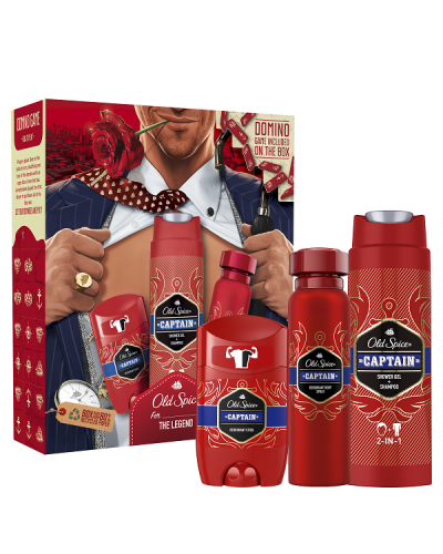 OLD SPICE FOR THE LEGEND CAPTAIN DEODORANT BODY SPRAY 150ML & SHOWER GEL + SHAMPOO 250ML & DEODORANT STICK 50ML