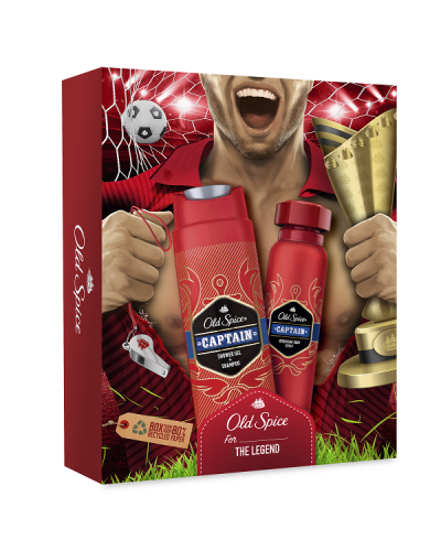 OLD SPICE CAPTAIN FOR THE LEGEND DEODEORANT BODY SPRAY 150ML & SHOWER GEL + SHAMPOO 250ML