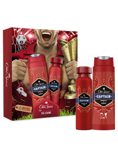 OLD SPICE CAPTAIN FOR THE LEGEND DEODEORANT BODY SPRAY 150ML & SHOWER GEL + SHAMPOO 250ML