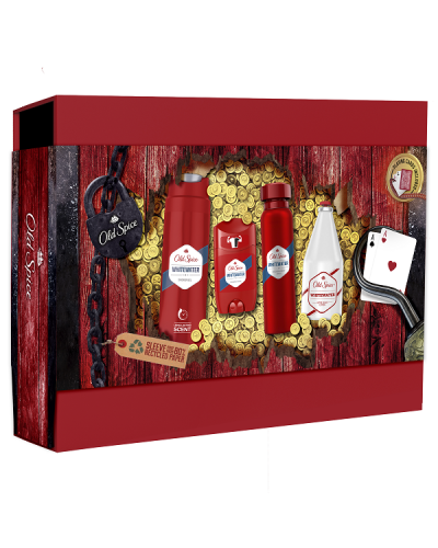 OLD SPICE CARD BOX WHITE WATER DEODORANT STICK 50ML & DEODORANT BODY SPRAY 150ML & SHOWER GEL 250ML & AFTERSHAVE 100ML & ΤΡΑΠΟΥΛΑ OLD SPICE