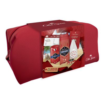 OLD SPICE CAPTAIN DEODORANT STICK 50ML & SHOWER GEL + SHAMPOO 250ML & AFTERSHAVE 100ML & TRAVEL BAG