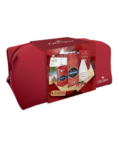 OLD SPICE CAPTAIN DEODORANT STICK 50ML & SHOWER GEL + SHAMPOO 250ML & AFTERSHAVE 100ML & TRAVEL BAG