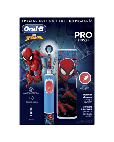 ORAL-B KIDS VITALITY PRO SPIDERMAN ΠΑΙΔΙΚΗ ΗΛΕΚΤΡΙΚΗ ΟΔΟΝΤΟΒΟΥΡΤΣΑ & ΘΗΚΗ ΤΑΞΙΔΙΟΥ 1ΤΜΧ SPECIAL EDITION