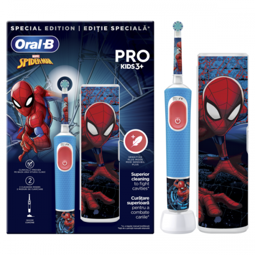 ORAL-B KIDS VITALITY PRO SPIDERMAN ΠΑΙΔΙΚΗ ΗΛΕΚΤΡΙΚΗ ΟΔΟΝΤΟΒΟΥΡΤΣΑ & ΘΗΚΗ ΤΑΞΙΔΙΟΥ 1ΤΜΧ SPECIAL EDITION