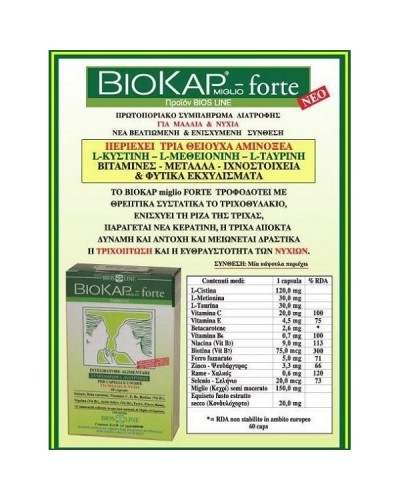 BIOSLINE BIOKAP MIGLIO FORTE 60CAPS