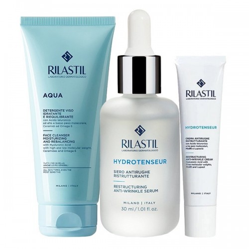 RILASTIL PROMO HYDROTENSEUR RESTRUCTURING ANTI-WRINKLE SERUM 30ml & RESTRUCTURING ANTI-WRINKLE CREAM 15ml & AQUA FACE CLEANSER 50ml