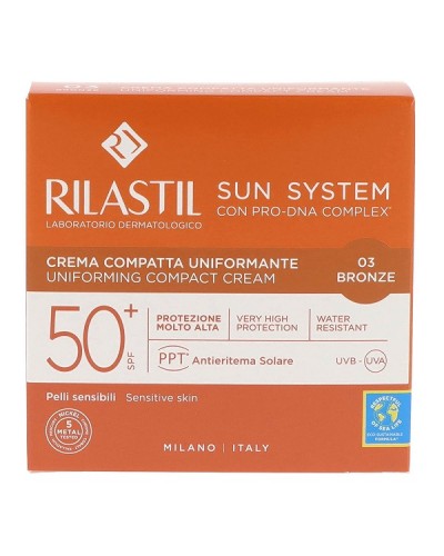 RILASTIL SUN SYSTEM UNIFORMING COMPACT CREAM SPF 50+ 03 BRONZE 10G