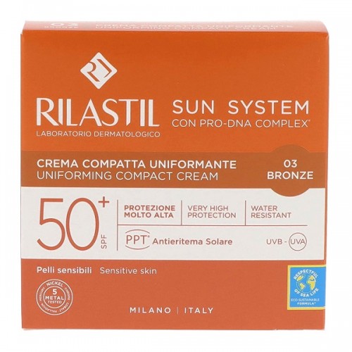 RILASTIL SUN SYSTEM UNIFORMING COMPACT CREAM SPF 50+ 03 BRONZE 10G