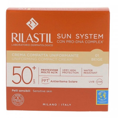 RILASTIL SUN SYSTEM UNIFORMING COMPACT CREAM SPF 50+ 01 BEIGE 10G