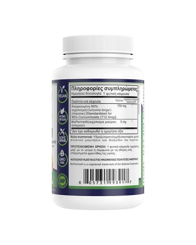 NATURAL VITAMINS CURCUMIN 750MG WITH BIOPERINE 30CAPS