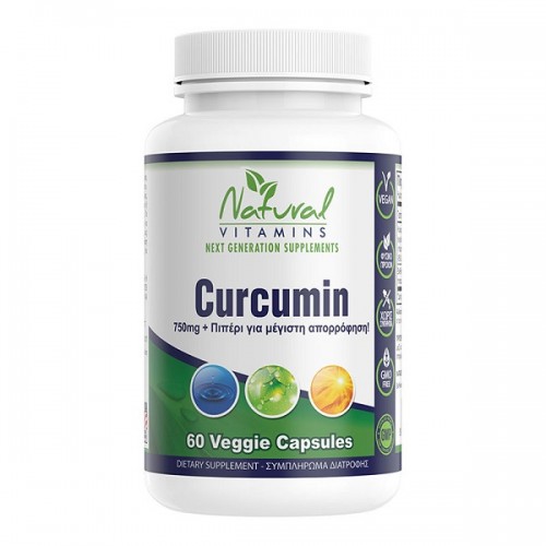 NATURAL VITAMINS CURCUMIN 750MG WITH BIOPERINE 60CAPS