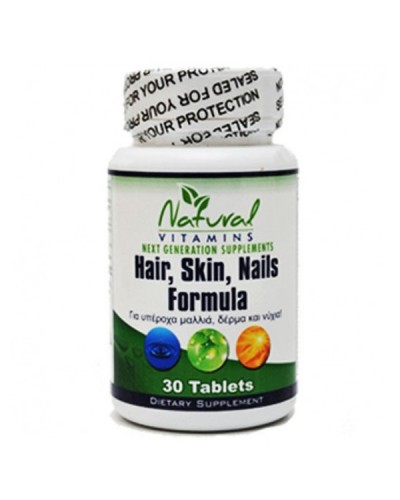 NATURAL VITAMINS HAIR, NAILS & SKIN FORMULA 30TABS