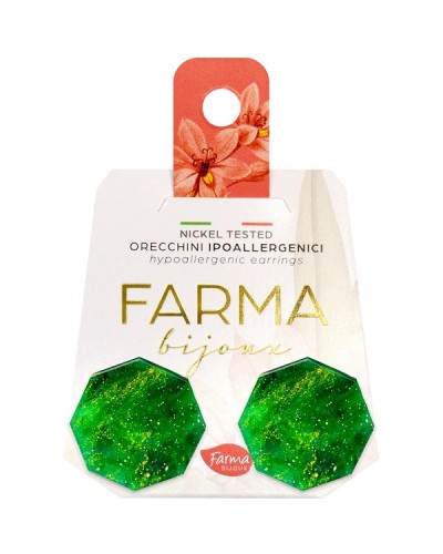 FARMA BIJOUX ΥΠΟΑΛΛΕΡΓΙΚΑ ΣΚΟΥΛΑΡΙΚΙΑ ΟΚΤΑΓΩΝΑ ΠΡΑΣΙΝΟ ΜΑΡΜΑΡΟ 20MM