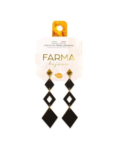 FARMA BIJOUX ΥΠΟΑΛΛΕΡΓΙΚΑ ΣΚΟΥΛΑΡΙΚΙΑ ΜΑΚΡΙΑ ΡΟΜΒΟΙ ΜΑΥΡΟΙ 65MM