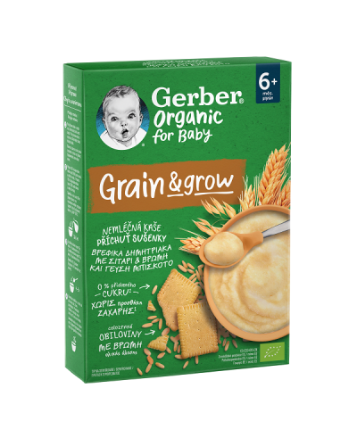 GERBER ORGANIC FOR BABY 6M+ GRAIN & GROW ΒΡΕΦΙΚΑ ΔΗΜΗΤΡΙΑΚΑ ΜΕ ΣΙΤΑΡΙ ΚΑΙ ΒΡΩΜΗ & ΓΕΥΣΗ ΜΠΙΣΚΟΤΟ 200GR