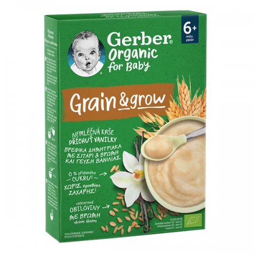 GERBER ORGANIC FOR BABY 6M+ GRAIN & GROW ΒΡΕΦΙΚΑ ΔΗΜΗΤΡΙΑΚΑ ΜΕ ΣΙΤΑΡΙ ΚΑΙ ΒΡΩΜΗ & ΓΕΥΣΗ ΒΑΝΙΛΙΑΣ 200GR