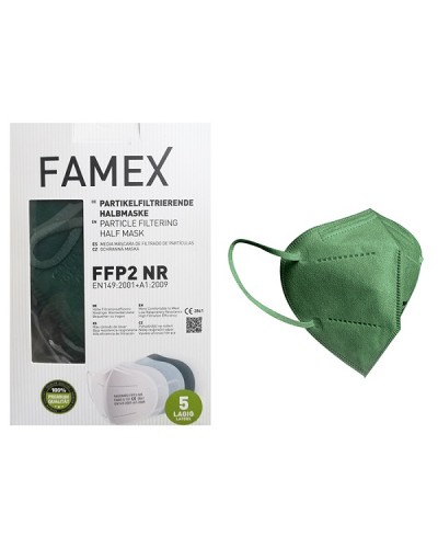 FAMEX FFP2 ΜΑΣΚΑ ΠΡΟΣΤΑΣΙΑΣ ΠΡΟΣΩΠΟΥ ΠΡΑΣΙΝΟ 10ΤΜΧ