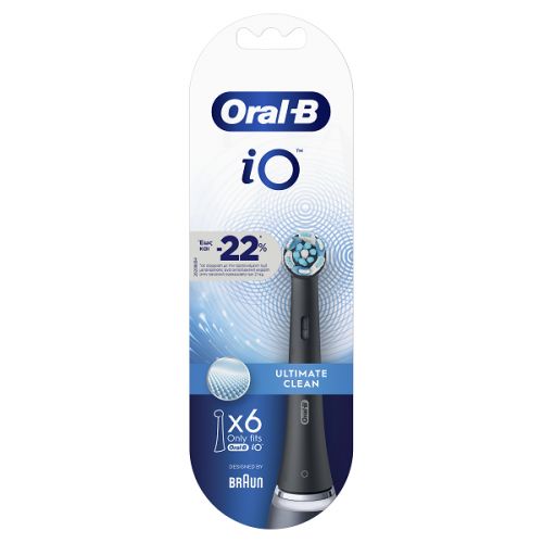 ORAL-B iO ULTIMATE CLEAN BLACK ΑΝΤΑΛΛΑΚΤΙΚΕΣ ΚΕΦΑΛΕΣ ΗΛΕΚΤΡΙΚΗΣ ΟΔΟΝΤΟΒΟΥΡΤΣΑΣ 6τμχ