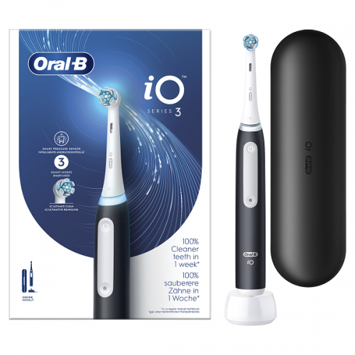 ORAL-B iO SERIES 3 MAGNETIC BLACK ΗΛΕΚΤΡΙΚΗ ΟΔΟΝΤΟΒΟΥΡΤΣΑ ΜΑΥΡΗ & ΘΗΚΗ ΤΑΞΙΔΙΟΥ