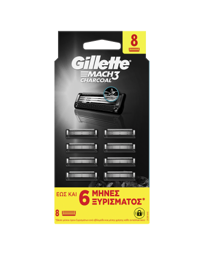 GILLETTE MACH3 CHARCOAL ΑΝΤΑΛΛΑΚΤΙΚΕΣ ΚΕΦΑΛΕΣ ΞΥΡΙΣΤΙΚΗΣ ΜΗΧΑΝΗΣ 8τμχ