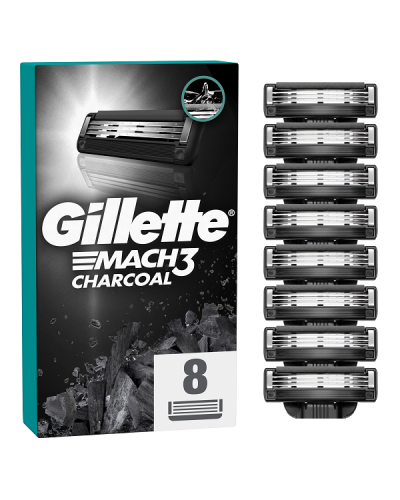 GILLETTE MACH3 CHARCOAL ΑΝΤΑΛΛΑΚΤΙΚΕΣ ΚΕΦΑΛΕΣ ΞΥΡΙΣΤΙΚΗΣ ΜΗΧΑΝΗΣ 8τμχ