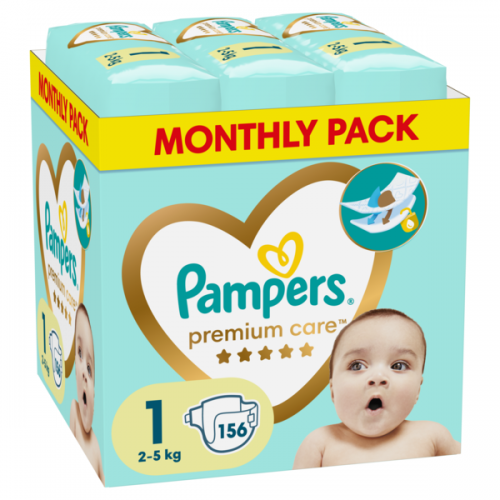 PAMPERS PREMIUM CARE No. 1 (2kg - 5kg) 156τμχ MONTHLY PACK