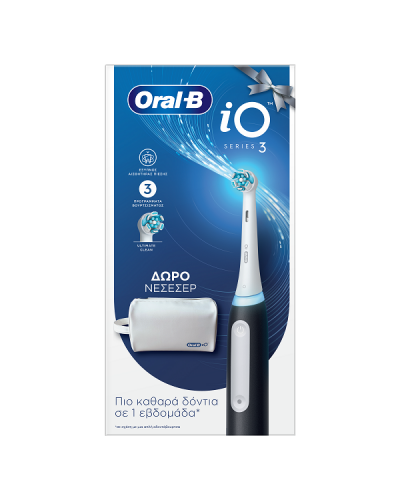 ORAL-B iO SERIES 3 BLACK ΗΛΕΚΤΡΙΚΗ ΟΔΟΝΤΟΒΟΥΡΤΣΑ ΜΑΥΡΗ & ΔΩΡΟ ΝΕΣΕΣΕΡ