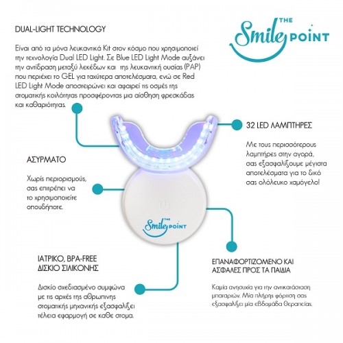 SMILE POINT WIRELESS TEETH WHITENING DIVICE DUAL LIGHT TECHNOLOGY