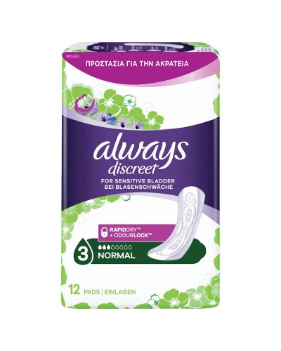 ALWAYS DISCREET ΣΕΡΒΙΕΤΕΣ ΓΙΑ ΤΗΝ ΑΚΡΑΤΕΙΑ NORMAL No3 12τμχ ΠΡΟΣΦΟΡΑ ΜΕΧΡΙ ΕΞΑΝΤΛΗΣΕΩΣ 