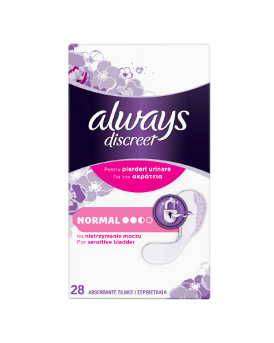 ALWAYS DISCREET LINERS NORMAL ΣΕΡΒΙΕΤΑΚΙΑ ΓΙΑ ΤΗΝ ΑΚΡΑΤΕΙΑ 28τμχ