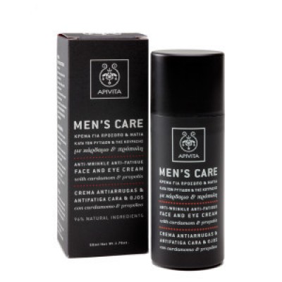 APIVITA MEN'S CARE ΚΡΕΜΑ ΚΑΤΑ ΤΩΝ ΡΥΤΙΔΩΝ ΚΑΙ ΤΗΣ ΚΟΥΡΑΣΗΣ ΓΙΑ ΠΡΟΣΩΠΟ & ΜΑΤΙΑ ΜΕ ΚΑΡΔΑΜΟ & ΠΡΟΠΟΛΗ 50ML
