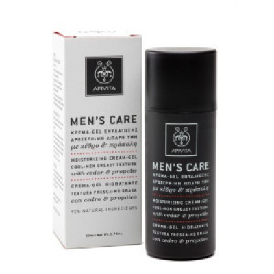 APIVITA MEN'S CARE GEL ΕΝΥΔΑΤΩΣΗΣ ΔΡΟΣΕΡΗ/ΜΗ ΛΙΠΑΡΗ ΥΦΗ ΜΕ ΚΕΔΡΟ & ΠΡΟΠΟΛΗ 50ML