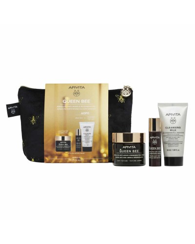 Apivita PROMO PACK Queen Bee Κρέμα Αντιγήρανσης & Αναγέννησης Ελαφριάς Υφής 50ml & ΔΩΡΟ Γαλάκτωμα 3 Σε 1 50ml & Ορός Αντιγήρανσης 10ml