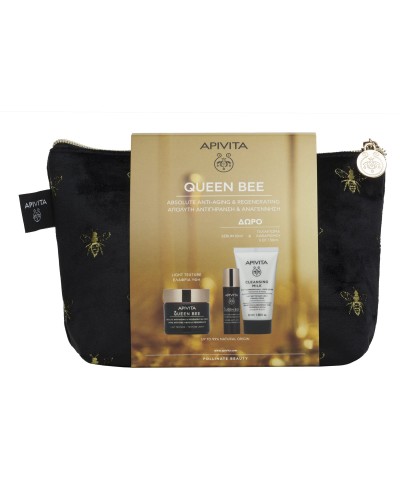 Apivita PROMO PACK Queen Bee Κρέμα Αντιγήρανσης & Αναγέννησης Ελαφριάς Υφής 50ml & ΔΩΡΟ Γαλάκτωμα 3 Σε 1 50ml & Ορός Αντιγήρανσης 10ml