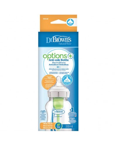 Dr. Brown's Options+ PP με Φαρδύ Λαιμό Anticolic Θηλή Σιλικόνης 3m+ 330ml