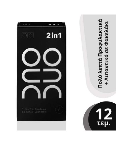 Duo 2 in 1 Ultra Thin Πολύ Λεπτά Προφυλακτικά, 6τμχ & Φυσικά Λιπαντικά, 6τμχ