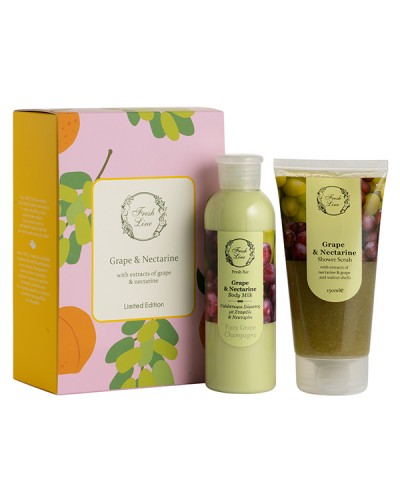 FRESH LINE PROMO GRAPE & NECTARINE: SHOWER SCRUB 150ml + BODY MILK 200ml