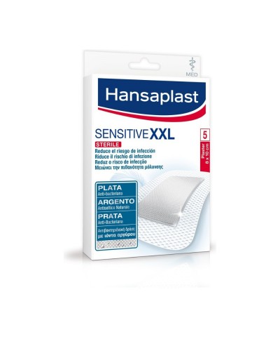 HANSAPLAST SENSITIVE ANTIBACTERIAL XXL 10 x 8cm 5 strips