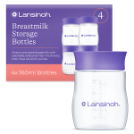 LANSINOH MΠOYKAΛΑΚΙΑ AΠOΘΗΚΕΥΣΗΣ MHTΡΙΚΟΥ ΓAΛAKTOΣ ΜΕ ΦΑΡΔΥ ΣΤΟΜΙΟ 160ml x 4τμχ