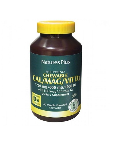 NATURES PLUS CAL/ MAG/ VIT D3/ VIT K2 VANILLA 60 CHEWABLE TABS