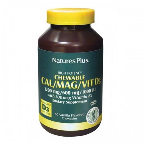 NATURES PLUS CAL/ MAG/ VIT D3/ VIT K2 VANILLA 60 CHEWABLE TABS