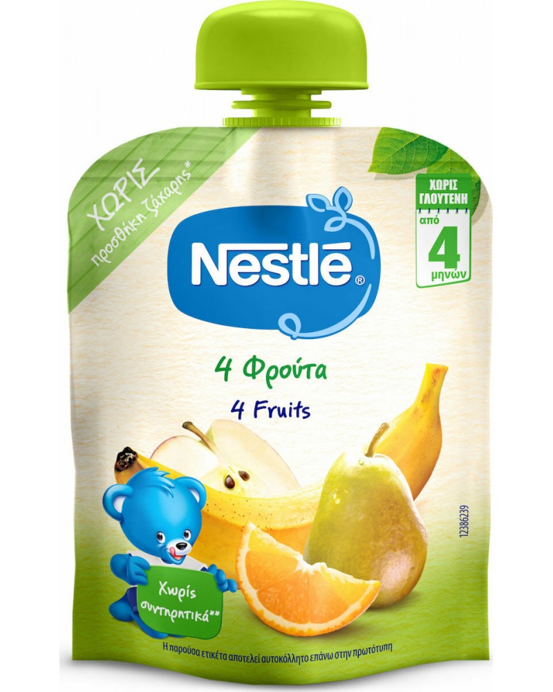 Nestle Φρουτόκρεμα NaturNes 4 Φρούτα 6m+ 90gr